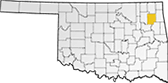 Map showing Mayes County location within the state of Oklahoma
